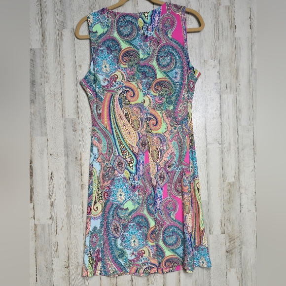Tommy Hilfiger Sleeveless Knee Length Shift Dress Size 8 Spring Summer Paisley - Picture 9 of 11